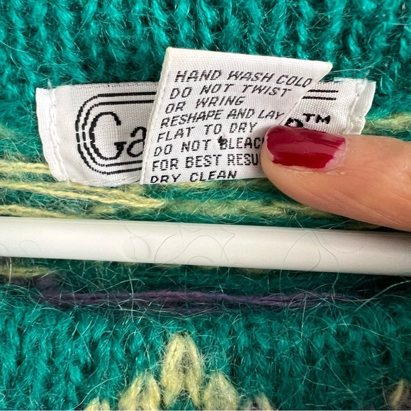 Vintage Gallagher Mohair Blend Sweater Snowflake Multicolor Sz XL Boho Relaxed - Picture 8 of 9